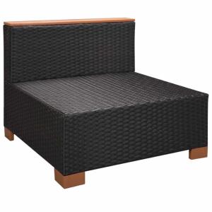 Canapé de jardin modulable, composite et résine tressée noir, modèle TATIANA