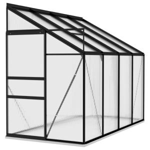 Serre de jardin 3,2 m² adossable en polycarbonate et aluminium noir