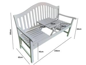 BANC de jardin PIQUE-NIQUE, 150 cm, en ACACIA Blanc