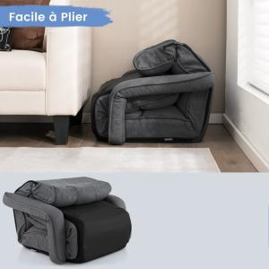 CHAISE LONGUE, multi positions, pliable, anthracite