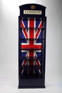 MEUBLE rangement design "Anglais" bois massif, look rétro, bleu, 150 cm