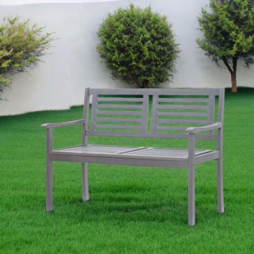 Banc de jardin en bois massif eucalyptus gris, 2 places