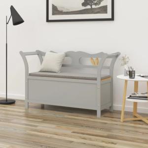 BANC en bois GRIS, avec coffre de rangement intégré