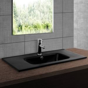 VASQUE XXL 81 cm, noir, encastrable céramique, salle de bain.