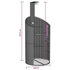 DOUCHE de jardin avec tour de protection, résine tressée noir