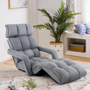 CHAISE LONGUE, multi positions, pliable, grise