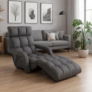 CHAISE LONGUE, multi positions, pliable, anthracite