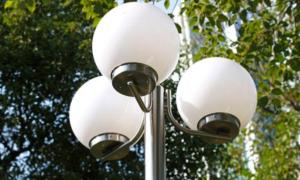 Lampadaires d'extérieur inox, moderne, 3 globes, 220 cm, lot de 2