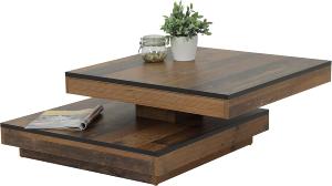 TABLE basse carrée 80 cm, pivotante, couleur brun