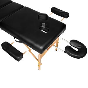 TABLE de massage PRO avec accessoires, 3 zones, pliante, noir