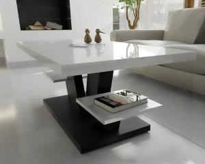 TABLE basse design XL, blanche et noir, modèle ALTEN