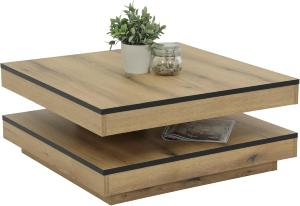 TABLE basse carrée 80 cm, pivotante, couleur chêne clair